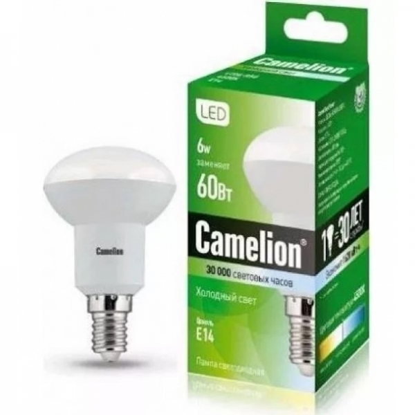 Camelion.Лампа светодиодная рефлекторная 6 Вт 3000K-E14