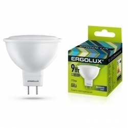 Ergolux.Лампа светодиодная 9 Вт 6500K-GU5.3