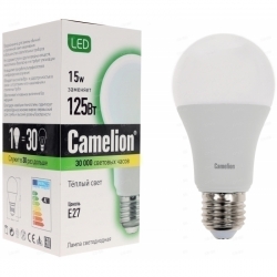 Camelion.Лампа светодиодная 15 Вт 3000K-E27 шар
